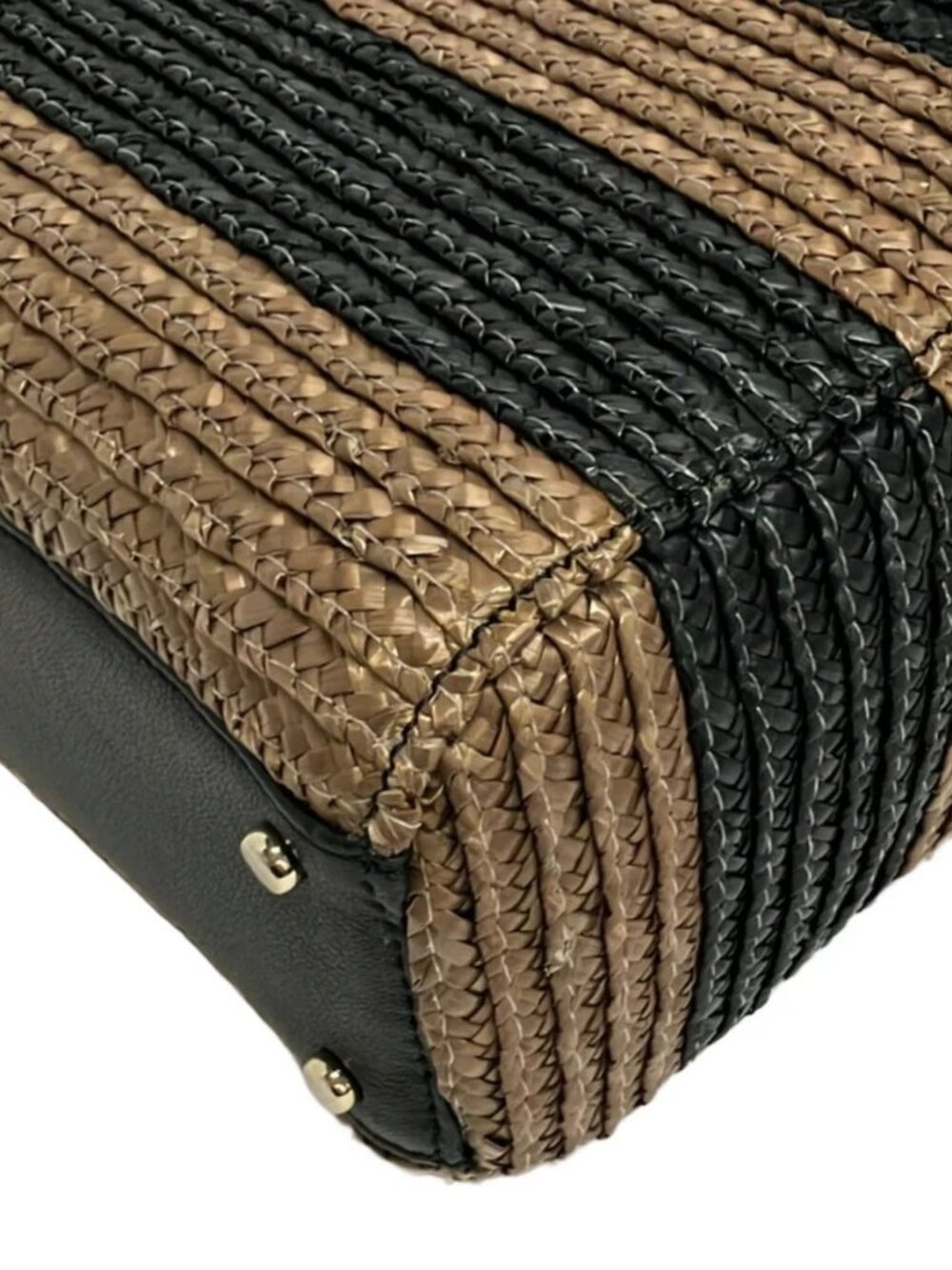 Kate spade Bow Bridge Stroke-In PXRU3448 Dark Brown Black Straw Leather - Picture 6 of 15